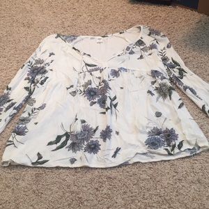 floral long sleeve cute top